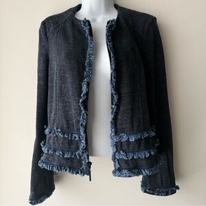 Vintage Nanette Lepore Cropped Fringe Jacket Textured Layering Mainline Boho